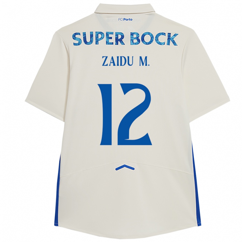 ילדים זיידו סאנוסי #12 לבן כחול ג'רזי קיט שלישי 2025/26 חולצה קצרה