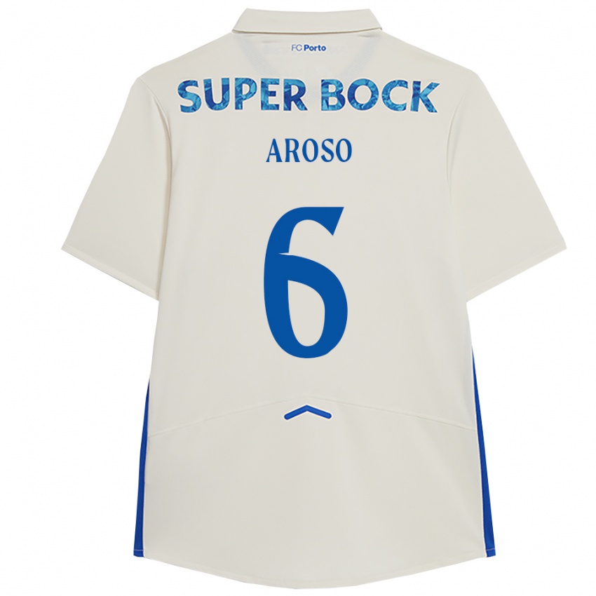 ילדים Carolina Aroso #6 לבן כחול ג'רזי קיט שלישי 2025/26 חולצה קצרה