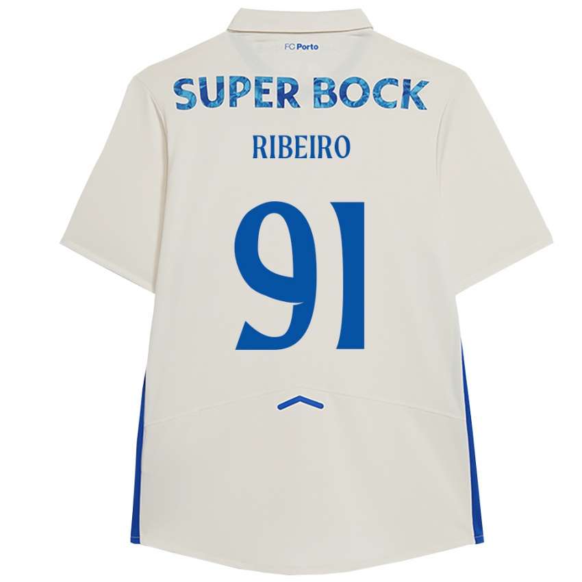 ילדים גונסאלו ריביירו #91 לבן כחול ג'רזי קיט שלישי 2025/26 חולצה קצרה