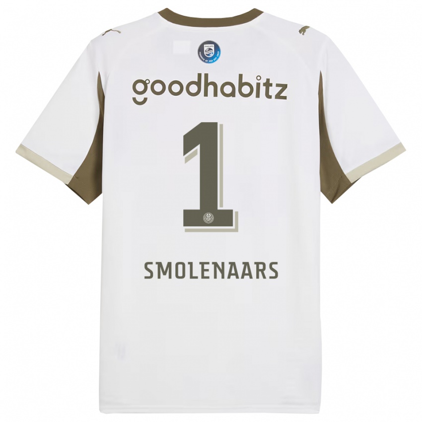 ילדים Tijn Smolenaars #1 לבן אפור ג'רזי קיט שלישי 2025/26 חולצה קצרה