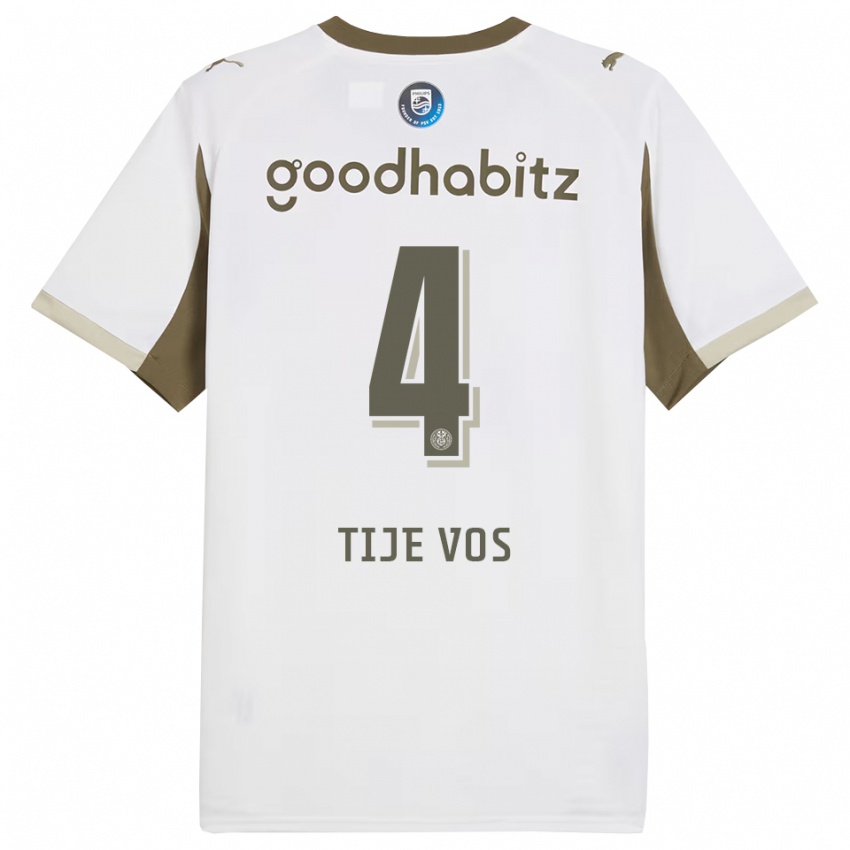 ילדים Tije Vos #4 לבן אפור ג'רזי קיט שלישי 2025/26 חולצה קצרה