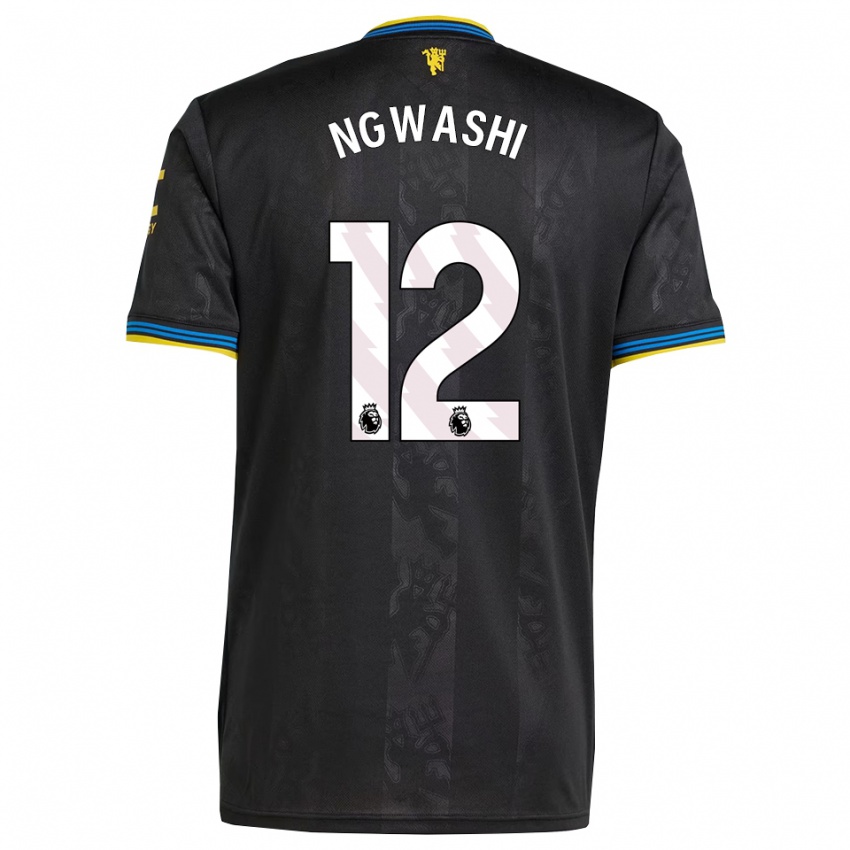 ילדים Jayden Ngwashi #12 שחור צהוב כחול ג'רזי קיט שלישי 2025/26 חולצה קצרה