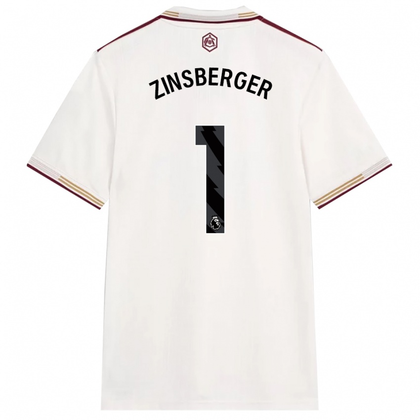 ילדים Manuela Zinsberger #1 לבן מלוכלך בורדו ג'רזי קיט שלישי 2025/26 חולצה קצרה