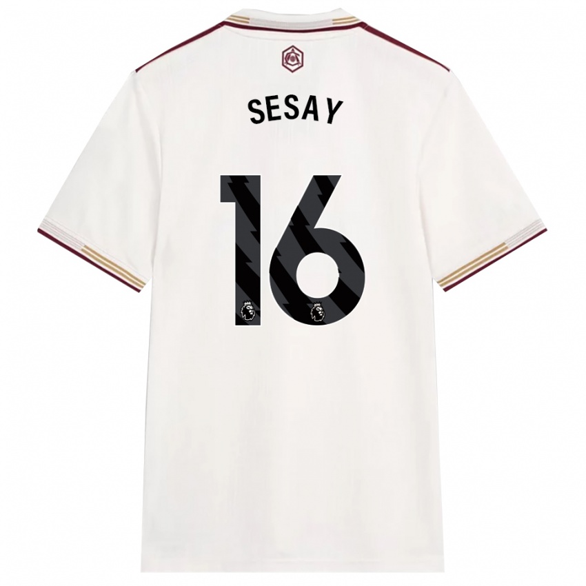 ילדים Joshua Sesay #16 לבן מלוכלך בורדו ג'רזי קיט שלישי 2025/26 חולצה קצרה