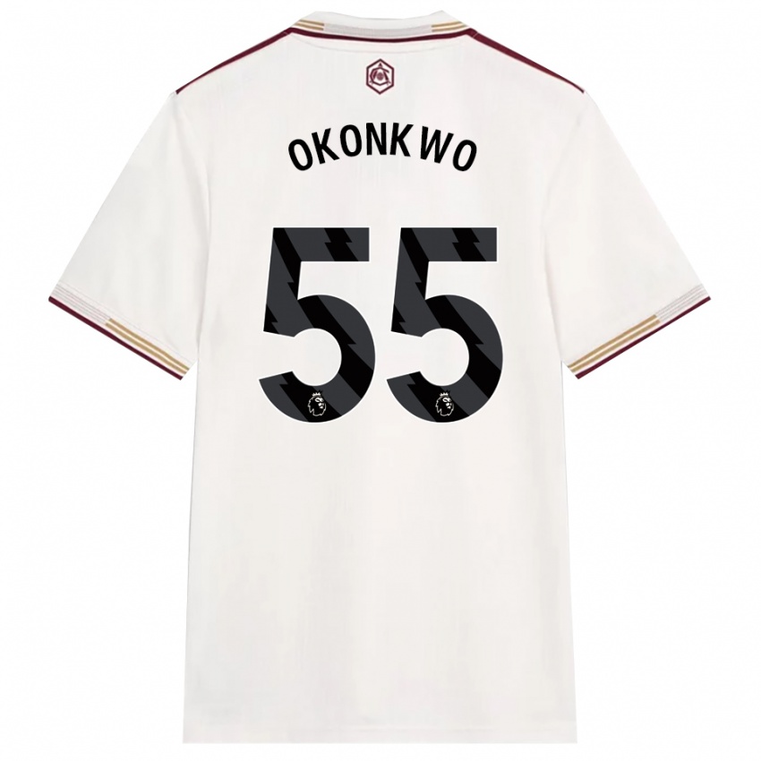 ילדים Brian Okonkwo #55 לבן מלוכלך בורדו ג'רזי קיט שלישי 2025/26 חולצה קצרה