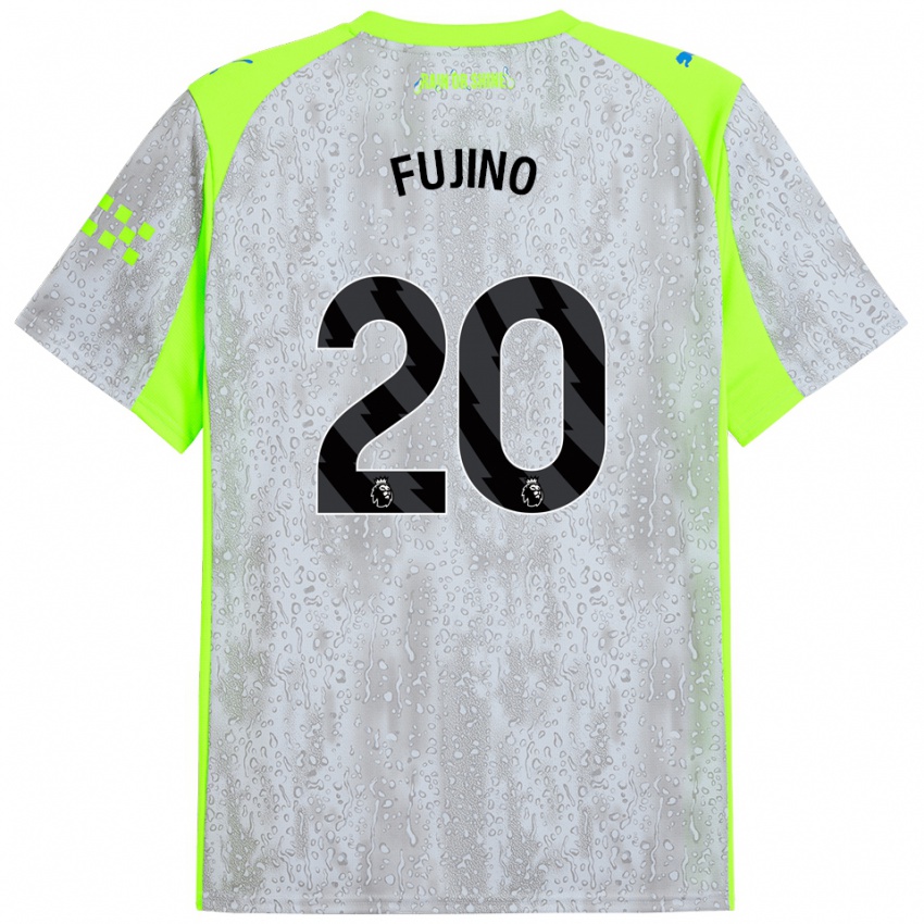 ילדים אובה פוג'ינו #20 אפור צהוב ג'רזי קיט שלישי 2025/26 חולצה קצרה