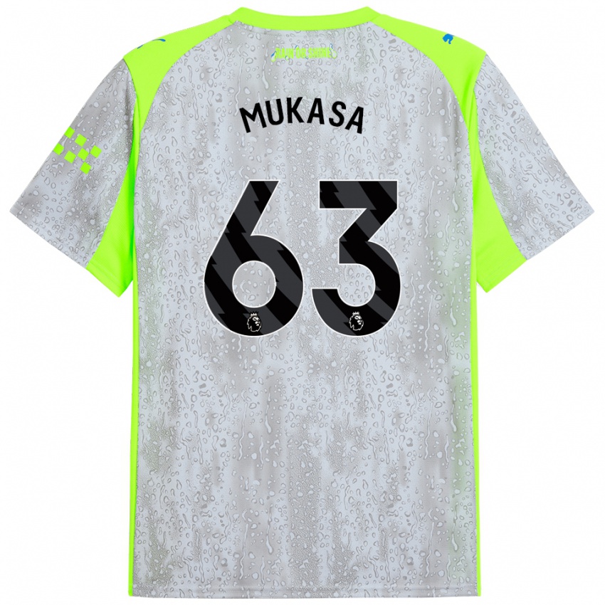 ילדים Divine Mukasa #63 אפור צהוב ג'רזי קיט שלישי 2025/26 חולצה קצרה