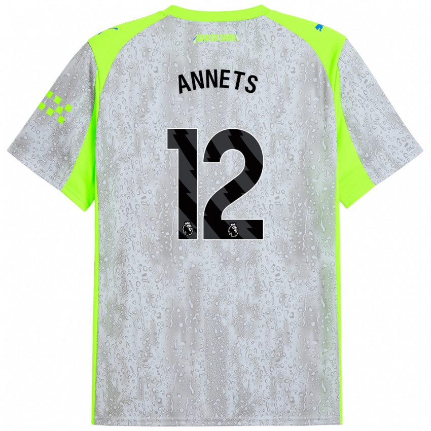 ילדים Eve Annets #12 אפור צהוב ג'רזי קיט שלישי 2025/26 חולצה קצרה