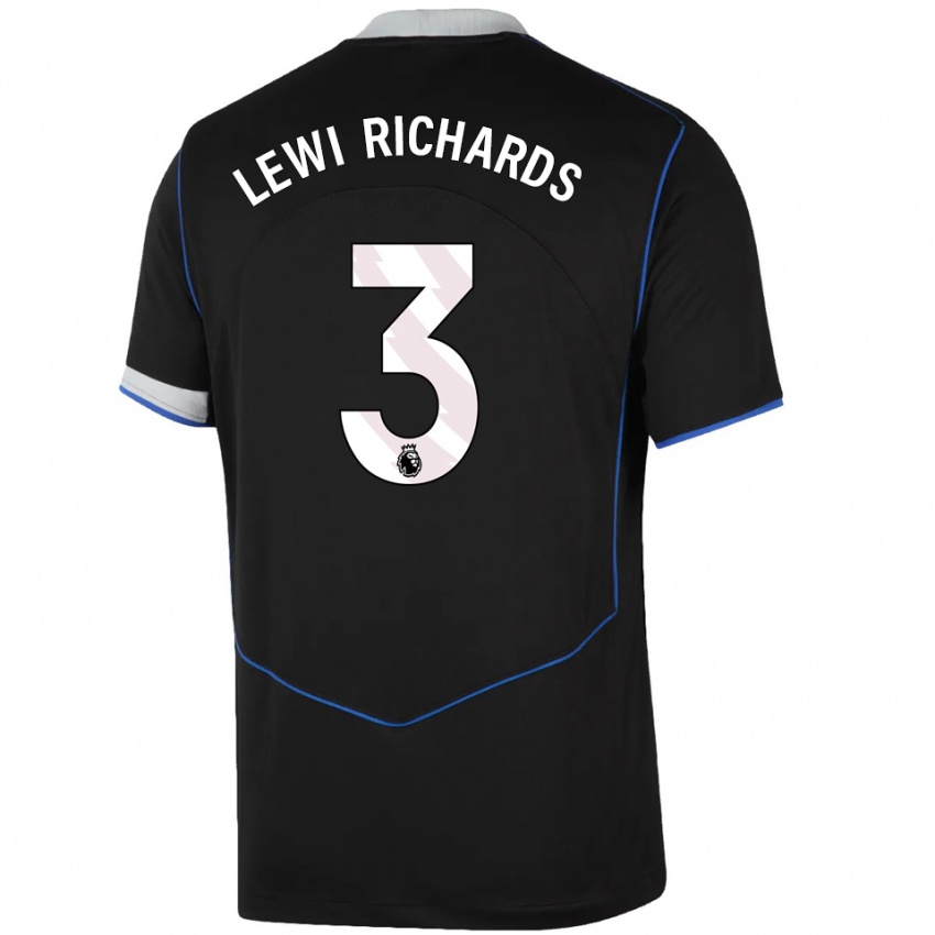 ילדים Lewi Richards #3 שחור כחול כסוף ג'רזי קיט שלישי 2025/26 חולצה קצרה