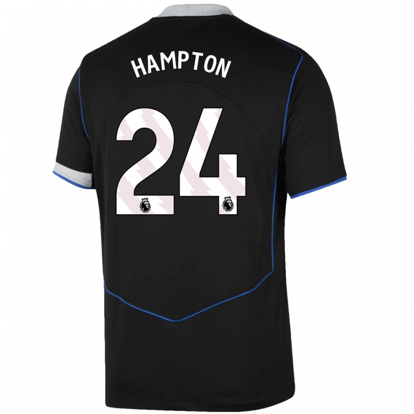 ילדים האנה המפטון #24 שחור כחול כסוף ג'רזי קיט שלישי 2025/26 חולצה קצרה