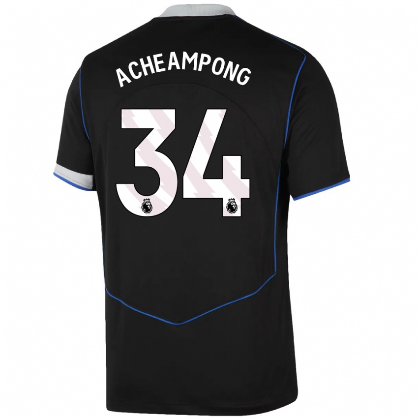 ילדים ג'וש אצ'אמפונג #34 שחור כחול כסוף ג'רזי קיט שלישי 2025/26 חולצה קצרה