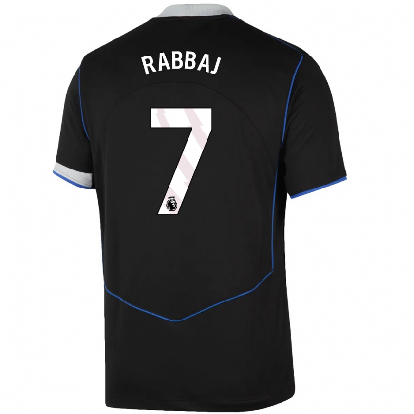 ילדים Ibrahim Rabbaj #7 שחור כחול כסוף ג'רזי קיט שלישי 2025/26 חולצה קצרה