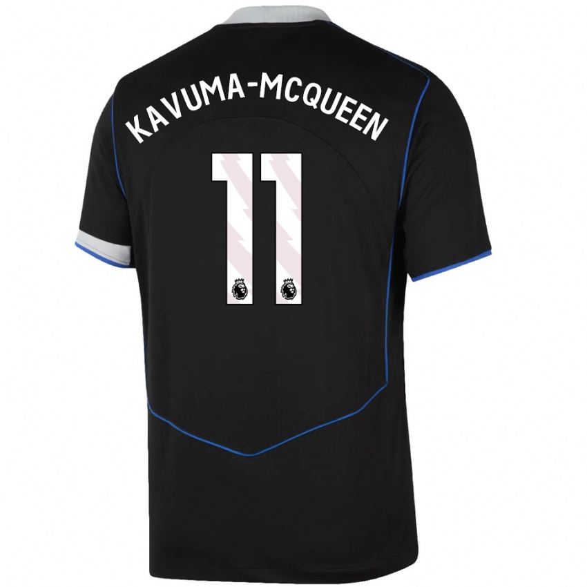 ילדים Ryan Kavuma-Mcqueen #11 שחור כחול כסוף ג'רזי קיט שלישי 2025/26 חולצה קצרה