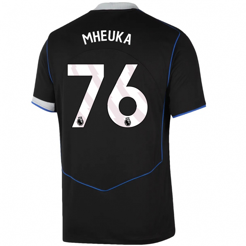 ילדים Shumaira Mheuka #76 שחור כחול כסוף ג'רזי קיט שלישי 2025/26 חולצה קצרה