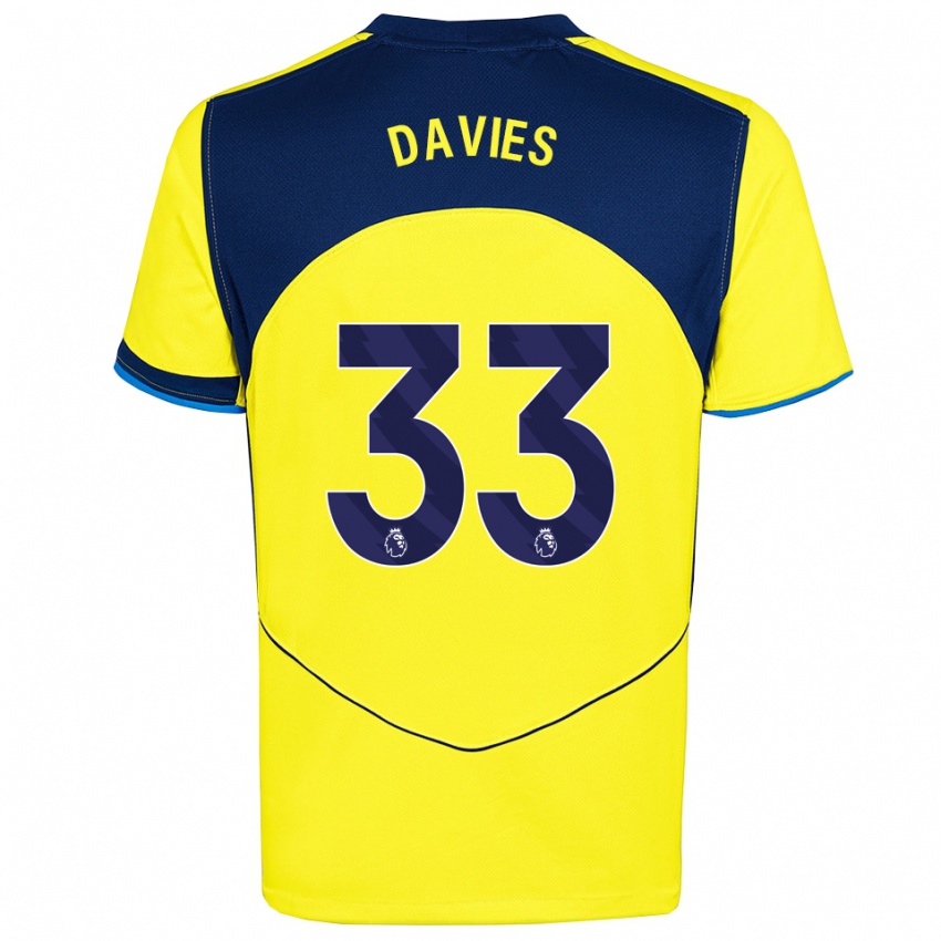 ילדים בן דייוויס #33 צהוב נייבי ג'רזי קיט שלישי 2025/26 חולצה קצרה