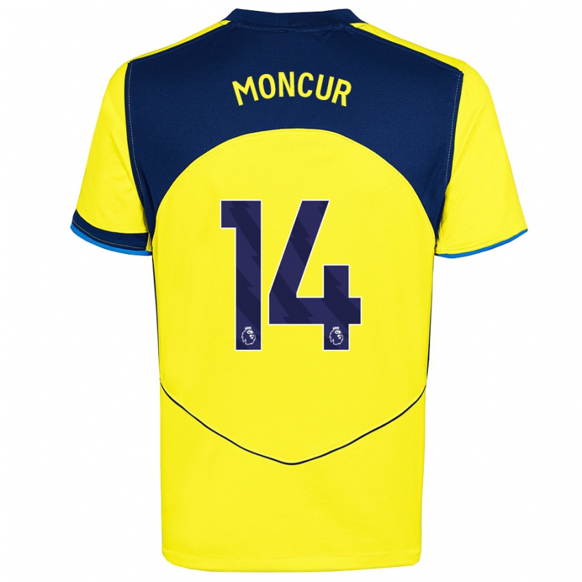 ילדים Ronny Moncur #14 צהוב נייבי ג'רזי קיט שלישי 2025/26 חולצה קצרה