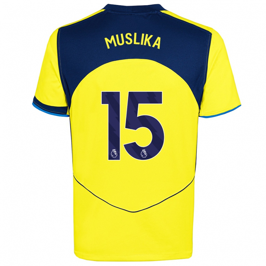 ילדים Armend Muslika #15 צהוב נייבי ג'רזי קיט שלישי 2025/26 חולצה קצרה