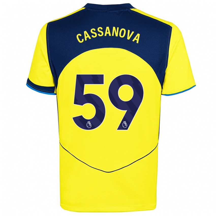 ילדים Dante Cassanova #59 צהוב נייבי ג'רזי קיט שלישי 2025/26 חולצה קצרה