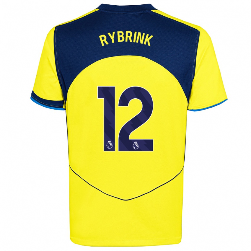 ילדים Josefine Rybrink #12 צהוב נייבי ג'רזי קיט שלישי 2025/26 חולצה קצרה