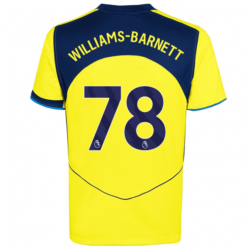 ילדים Lucá Williams-Barnett #78 צהוב נייבי ג'רזי קיט שלישי 2025/26 חולצה קצרה