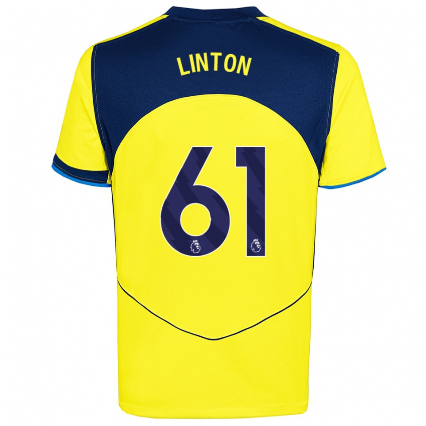 ילדים Jahziah Linton #61 צהוב נייבי ג'רזי קיט שלישי 2025/26 חולצה קצרה