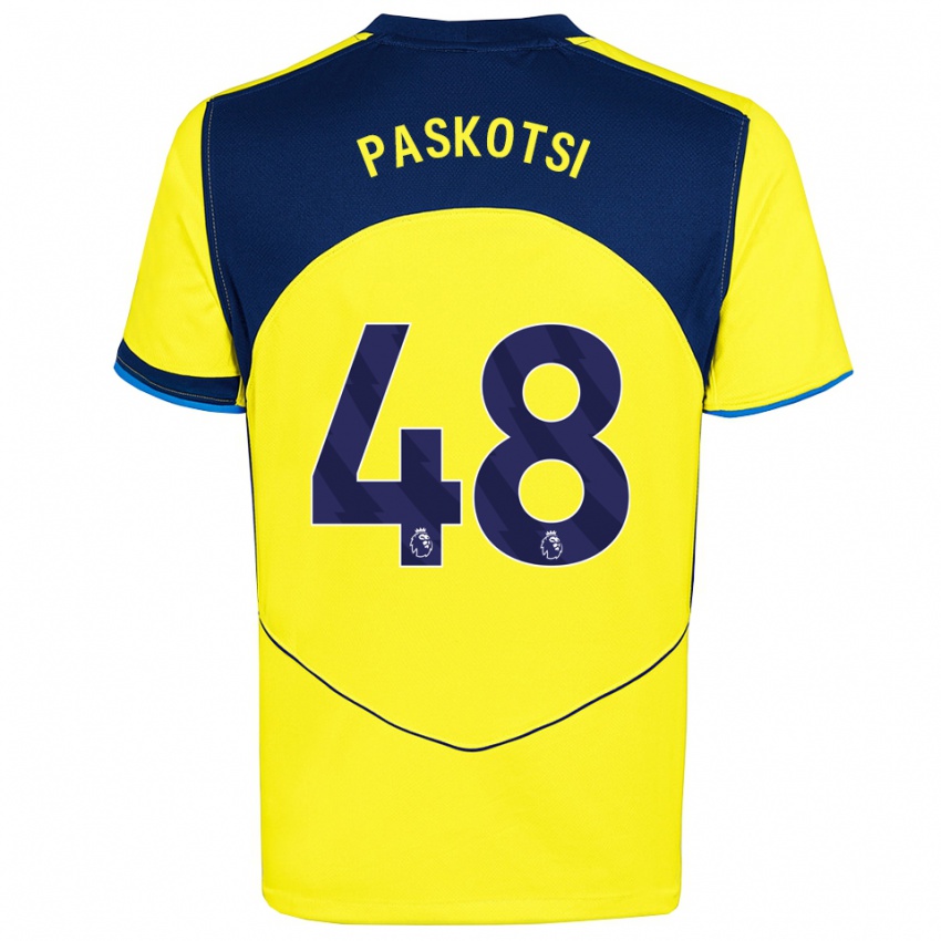 ילדים מקסים פסקוטשי #48 צהוב נייבי ג'רזי קיט שלישי 2025/26 חולצה קצרה