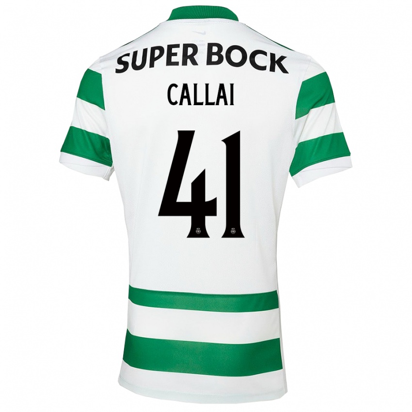 גברים Diego Callai #41 ירוק לבן ג'רזי ביתית 2025/26 חולצה קצרה