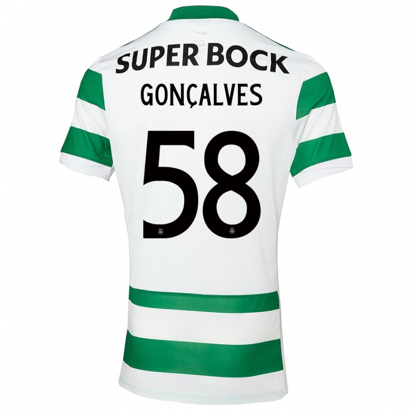 גברים Flávio Gonçalves #58 ירוק לבן ג'רזי ביתית 2025/26 חולצה קצרה