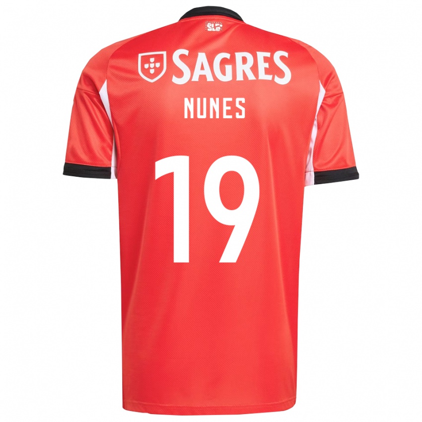 גברים Bernardo Nunes #19 אדום לבן ג'רזי ביתית 2025/26 חולצה קצרה