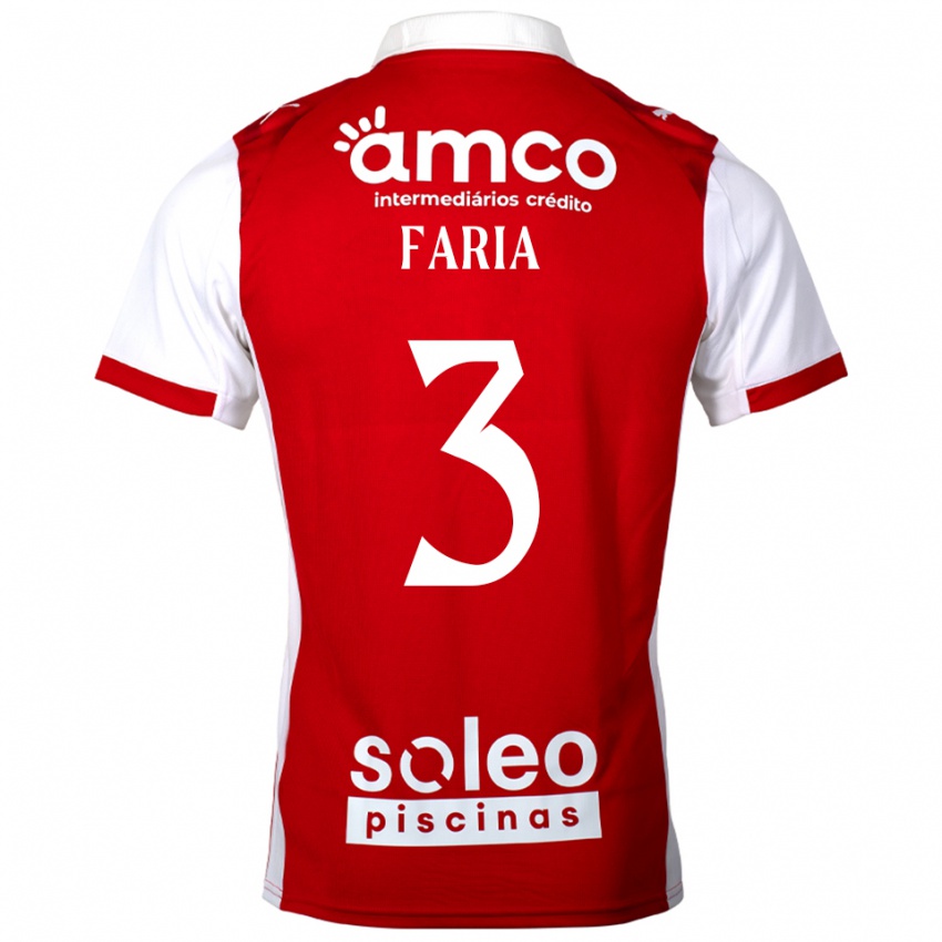 גברים Hélder Faria #3 אדום לבן ג'רזי ביתית 2025/26 חולצה קצרה