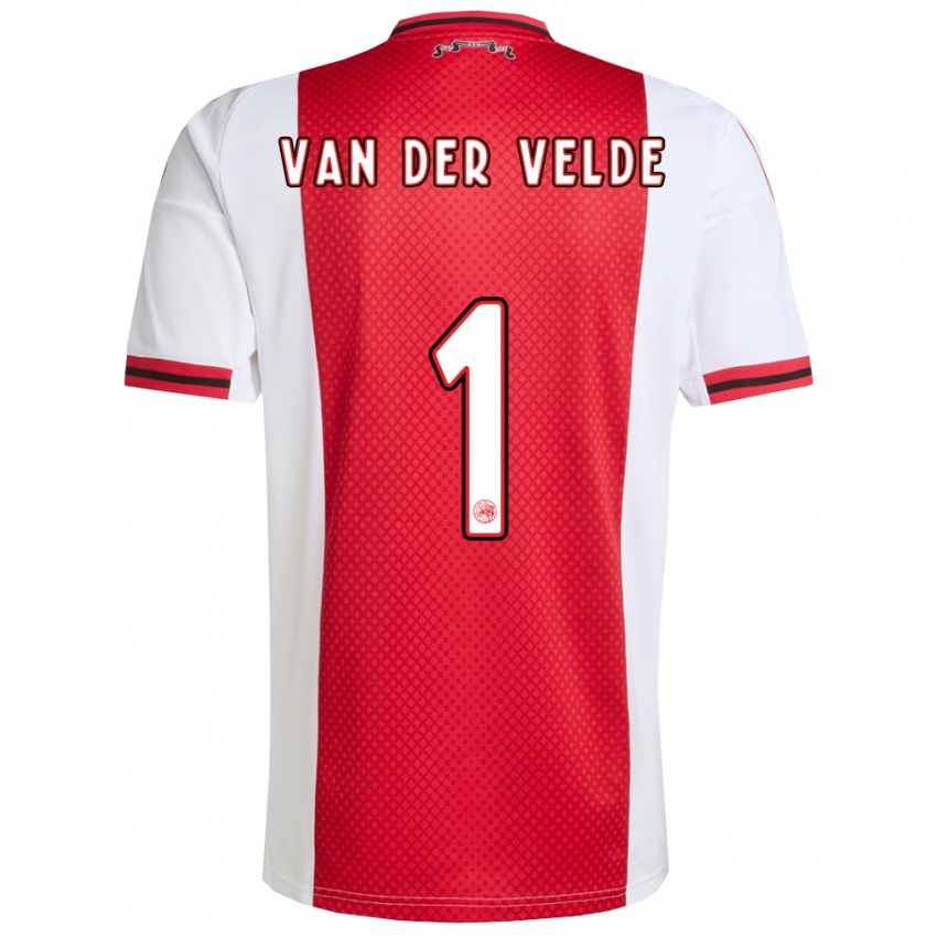גברים Valentijn Van Der Velde #1 אדום לבן ג'רזי ביתית 2025/26 חולצה קצרה
