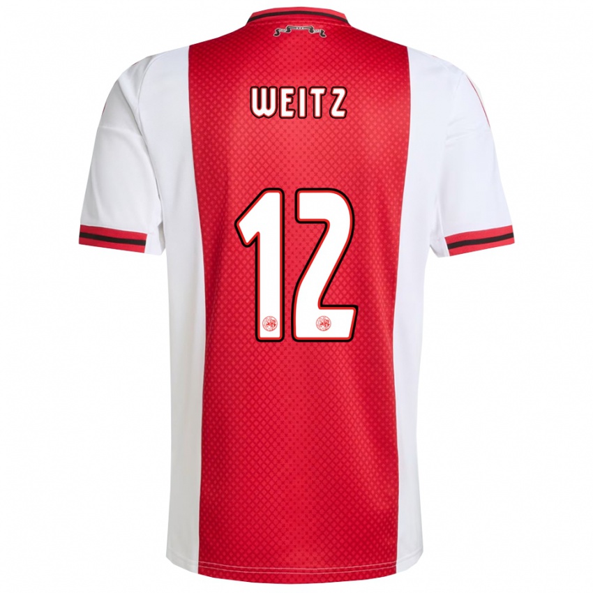 גברים Axel Weitz #12 אדום לבן ג'רזי ביתית 2025/26 חולצה קצרה