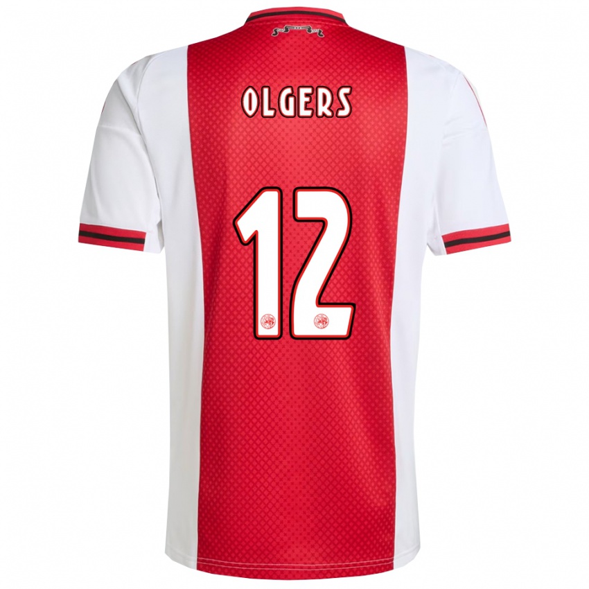 גברים Guus Olgers #12 אדום לבן ג'רזי ביתית 2025/26 חולצה קצרה
