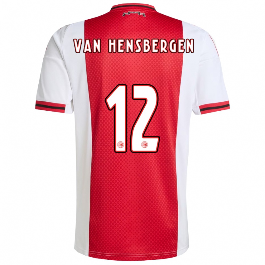 גברים Jade Van Hensbergen #12 אדום לבן ג'רזי ביתית 2025/26 חולצה קצרה