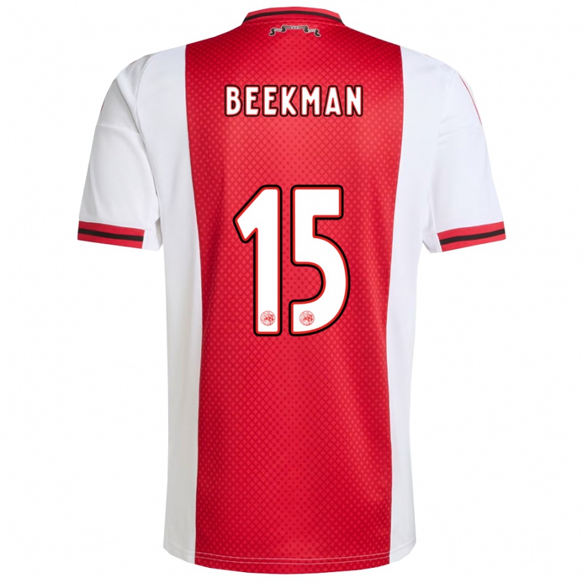 גברים Luuk Beekman #15 אדום לבן ג'רזי ביתית 2025/26 חולצה קצרה