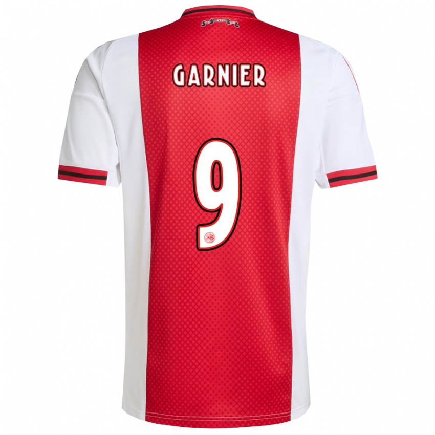 גברים Roméo Garnier #9 אדום לבן ג'רזי ביתית 2025/26 חולצה קצרה