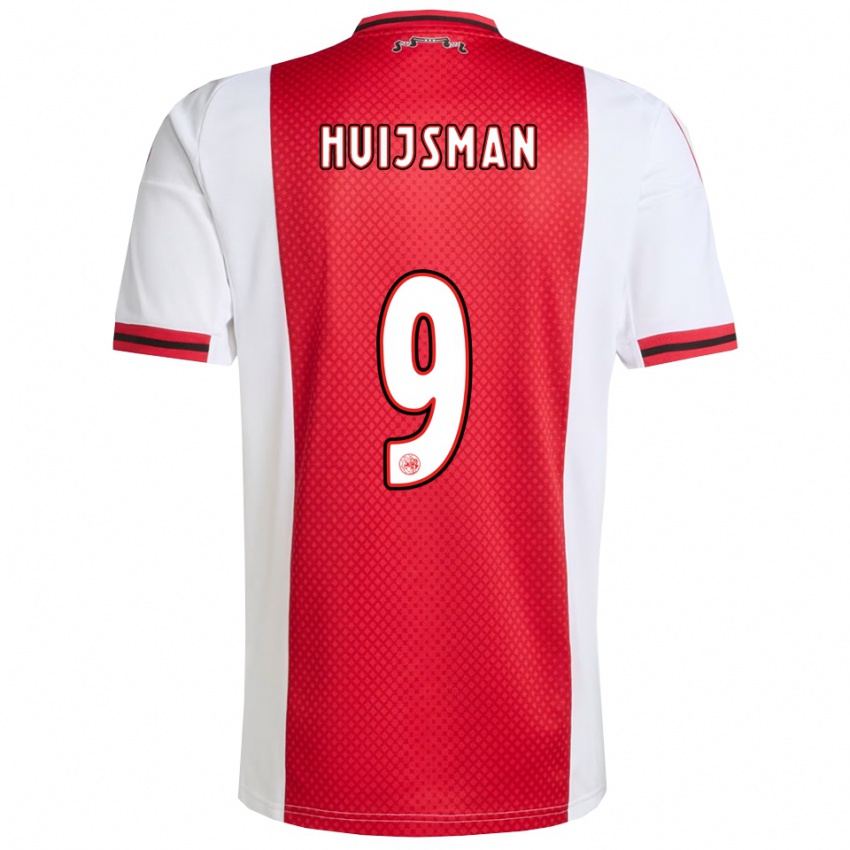 גברים Mitchi Huijsman #9 אדום לבן ג'רזי ביתית 2025/26 חולצה קצרה