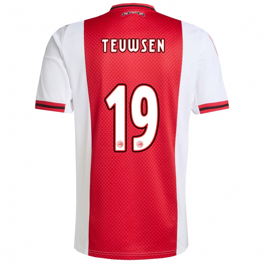 גברים Tyrese Teuwsen #19 אדום לבן ג'רזי ביתית 2025/26 חולצה קצרה