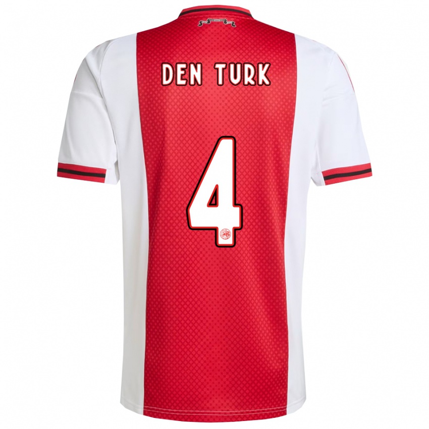 גברים Deau Den Turk #4 אדום לבן ג'רזי ביתית 2025/26 חולצה קצרה