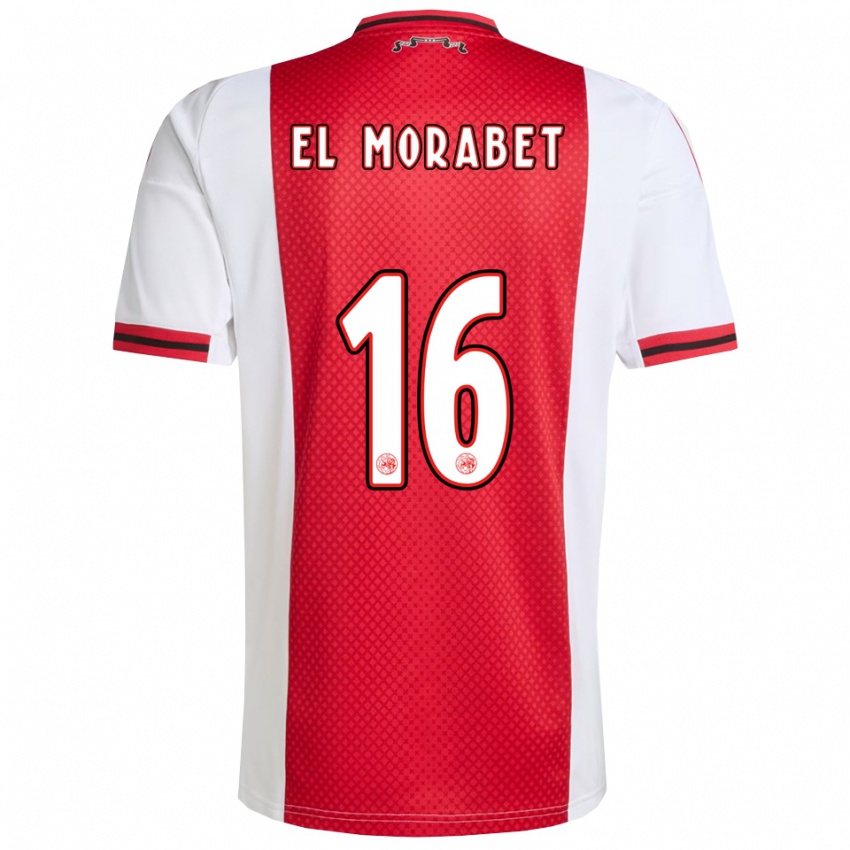 גברים Younes El Morabet #16 אדום לבן ג'רזי ביתית 2025/26 חולצה קצרה