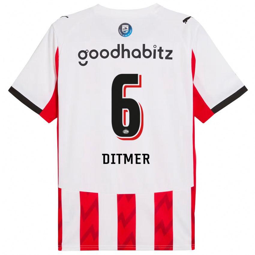 גברים Sébas Ditmer #6 אדום לבן ג'רזי ביתית 2025/26 חולצה קצרה