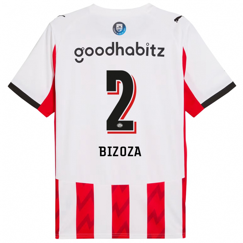 גברים Kevin Bizoza #2 אדום לבן ג'רזי ביתית 2025/26 חולצה קצרה