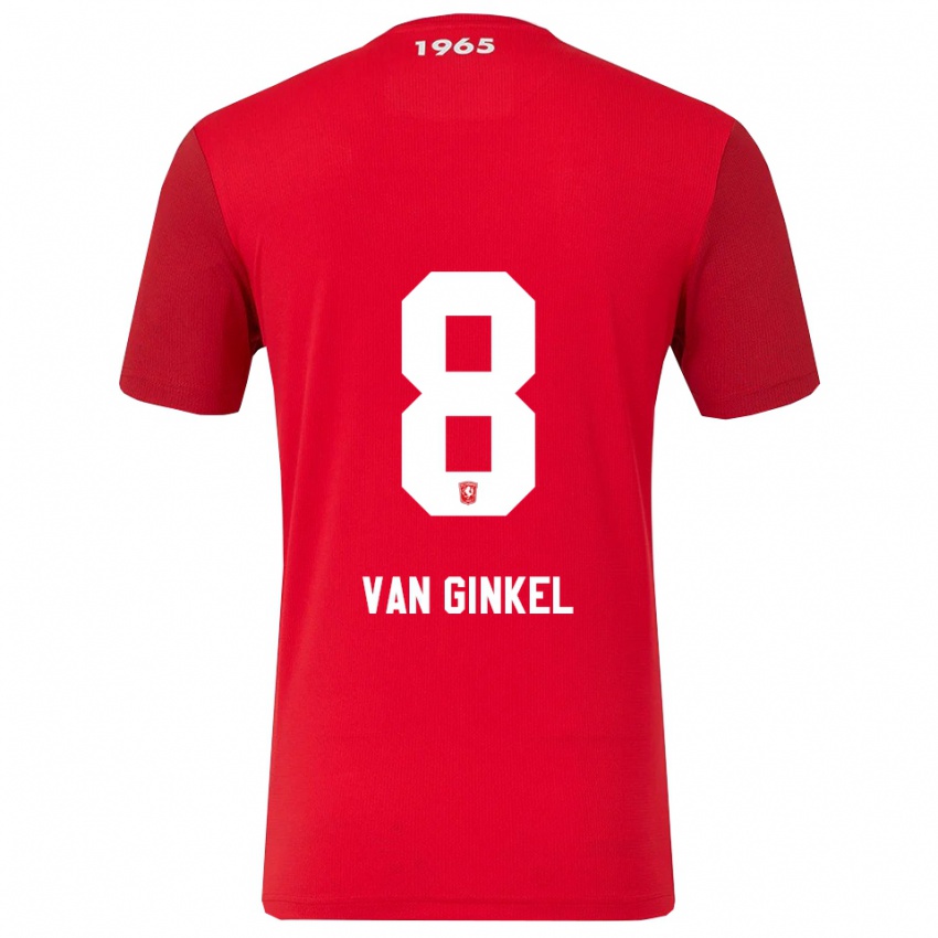 גברים דניק ואן חינקל #8 אדום לבן ג'רזי ביתית 2025/26 חולצה קצרה