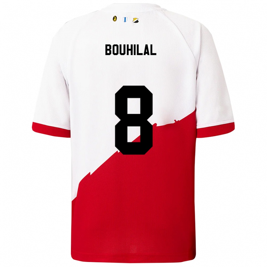 גברים Mohammed Bouhilal #8 לבן אדום ג'רזי ביתית 2025/26 חולצה קצרה