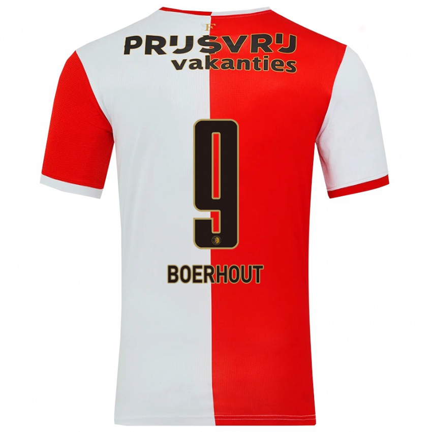 גברים Yoram Boerhout #9 אדום לבן ג'רזי ביתית 2025/26 חולצה קצרה