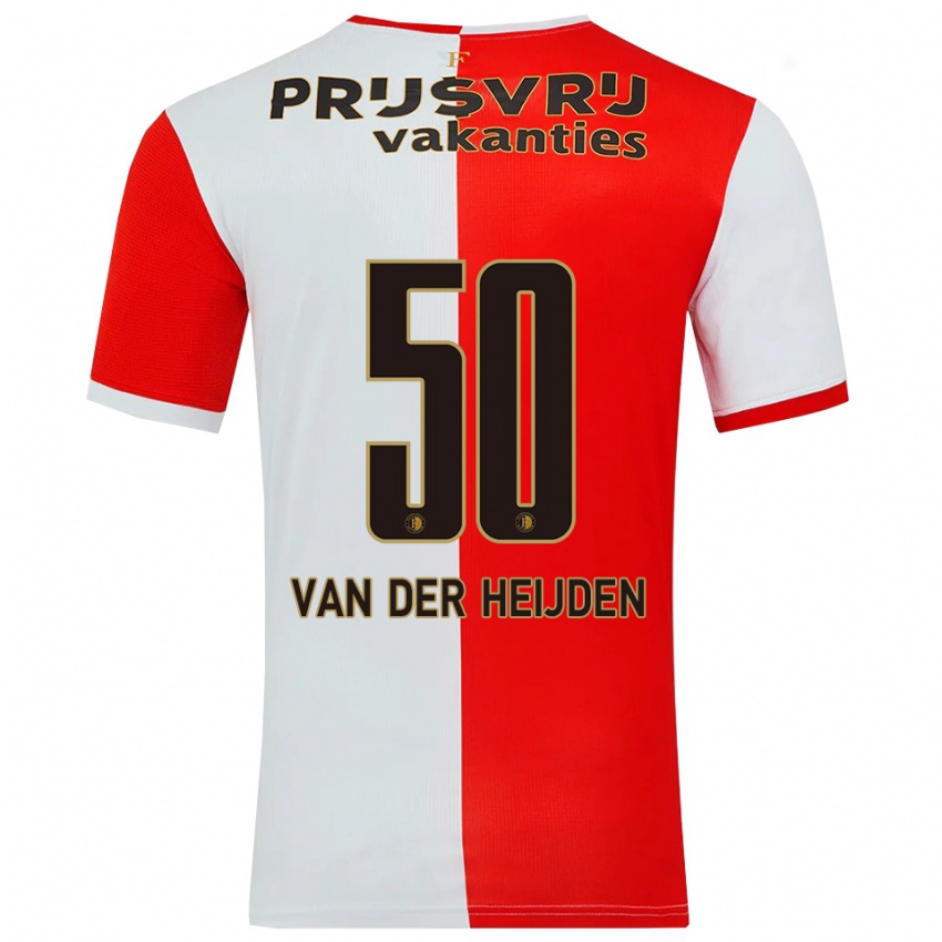 גברים Delano Van Der Heijden #50 אדום לבן ג'רזי ביתית 2025/26 חולצה קצרה