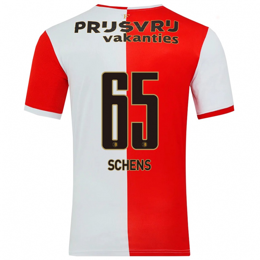גברים Twan Schens #65 אדום לבן ג'רזי ביתית 2025/26 חולצה קצרה