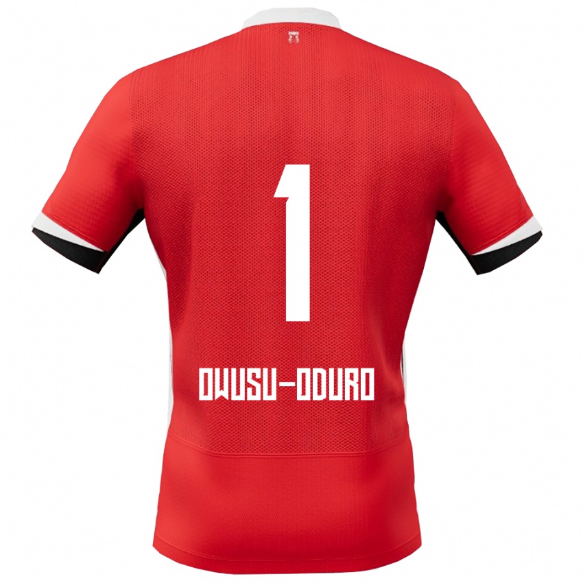גברים Rome Jayden Owusu-Oduro #1 אדום לבן ג'רזי ביתית 2025/26 חולצה קצרה