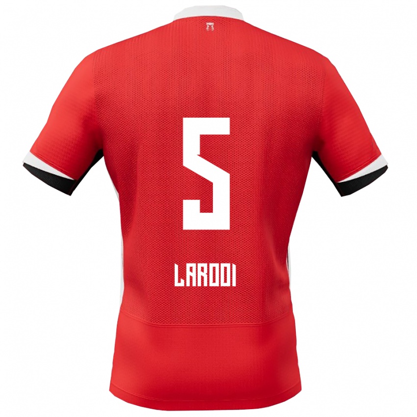 גברים Finn Larooi #5 אדום לבן ג'רזי ביתית 2025/26 חולצה קצרה