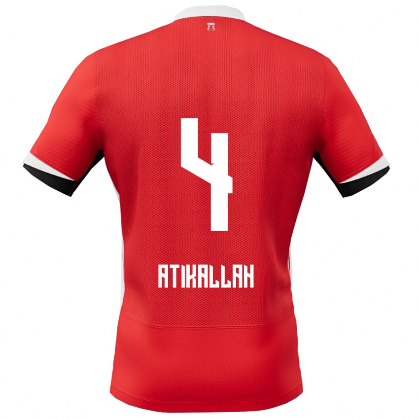 גברים Rayan Atikallah #4 אדום לבן ג'רזי ביתית 2025/26 חולצה קצרה